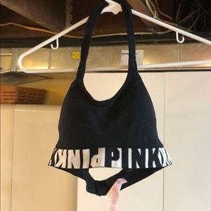 Pink Halter Sports Bra